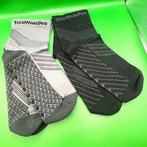 TechWare Pro Compression Socks 2 Pairs Black Gray Size L/XL Foot Support NWOT